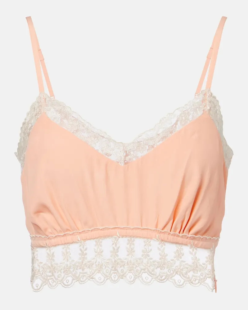 Simone Rocha Top in crÃªpe de chine con pizzo Arancione