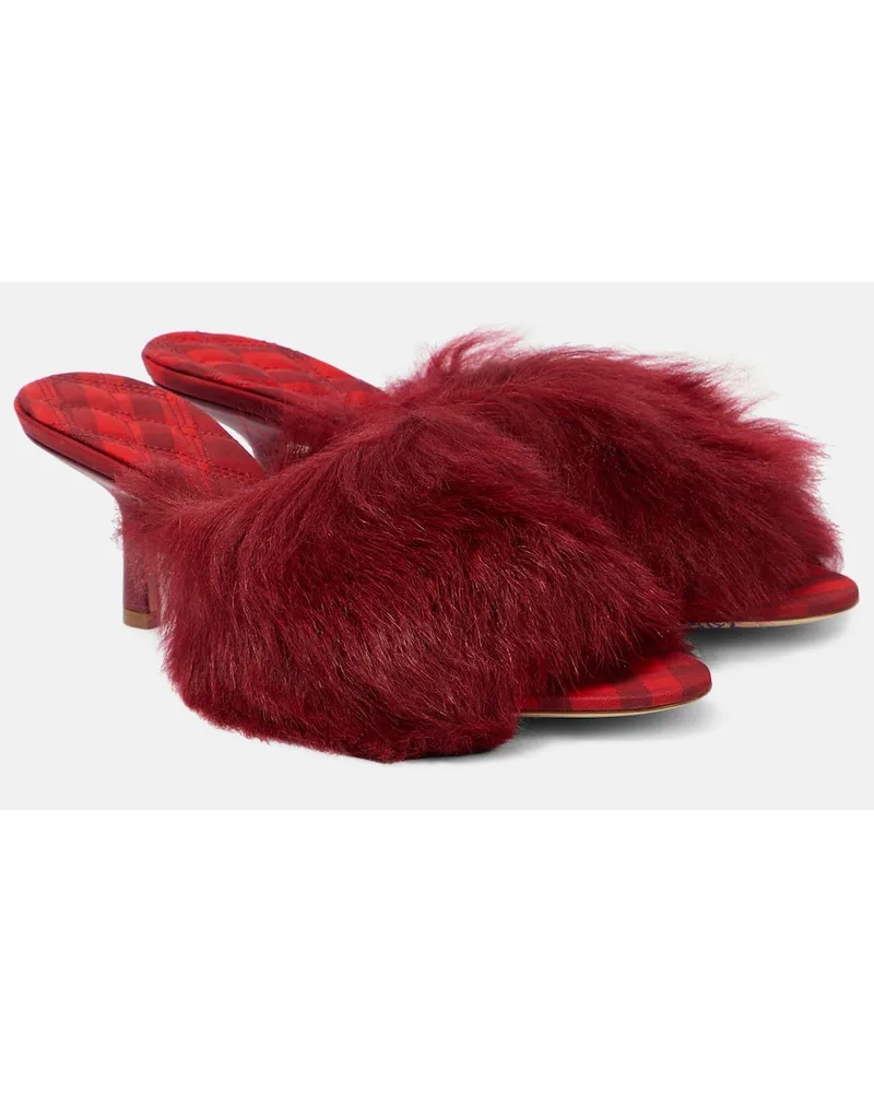 Burberry Mules Jackie in shearling e pelle Rosso
