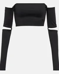 Maison Margiela Top cropped in jersey con cut-out Nero