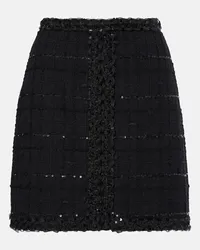 Giambattista Valli Minigonna in misto lana bouclé con paillettes Nero