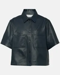 Yves Salomon Camicia oversize in pelle Nero