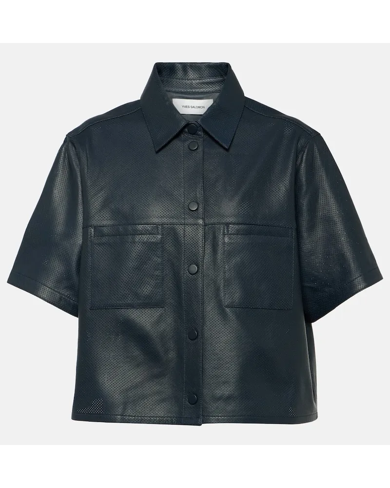 Yves Salomon Camicia oversize in pelle Nero