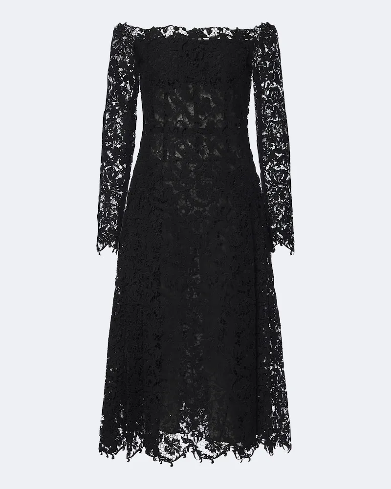 Fendi Abito midi off-shoulder in pizzo Nero