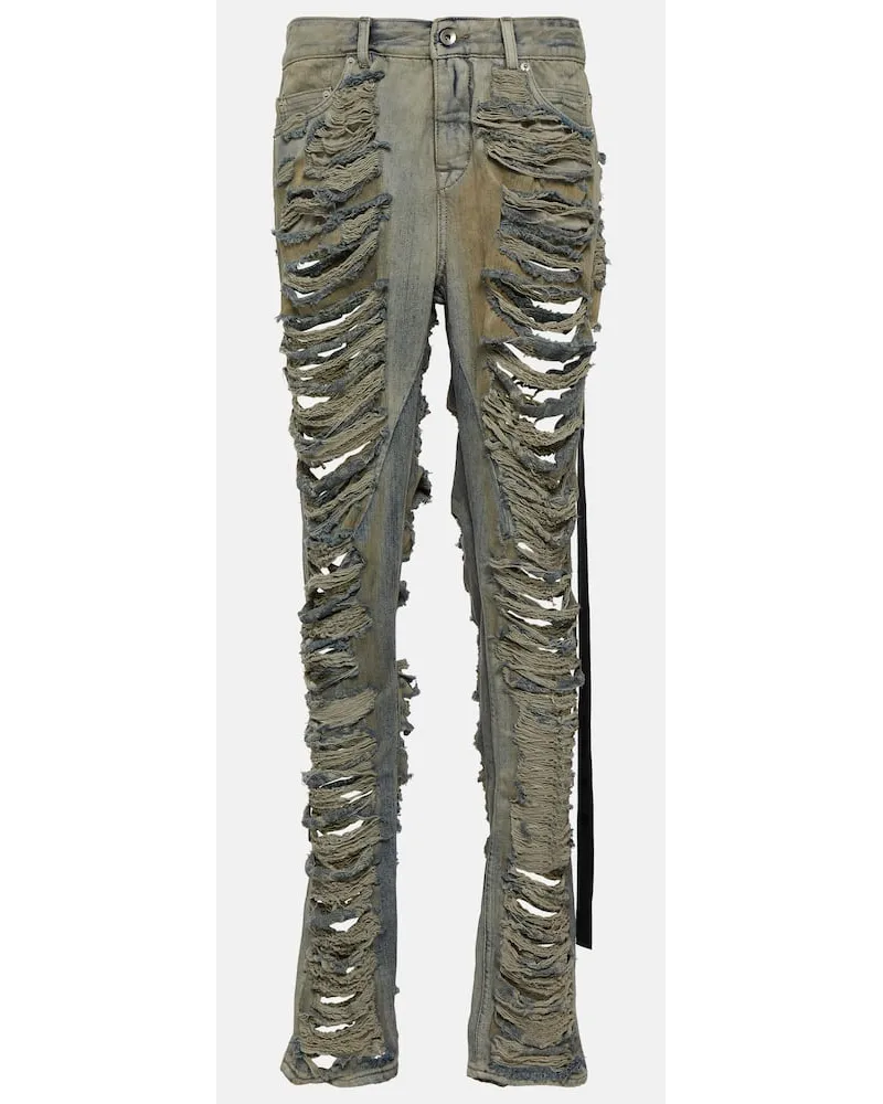 Rick Owens DRKSHDW - Jeans distressed a vita bassa Grigio