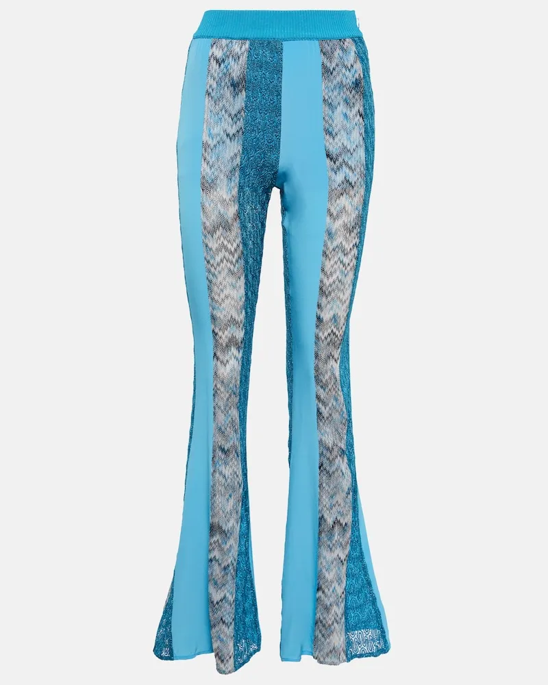 Missoni Pantaloni patchwork in maglia a zig-zag Blu