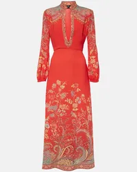 Etro Abito midi con stampa Rosso