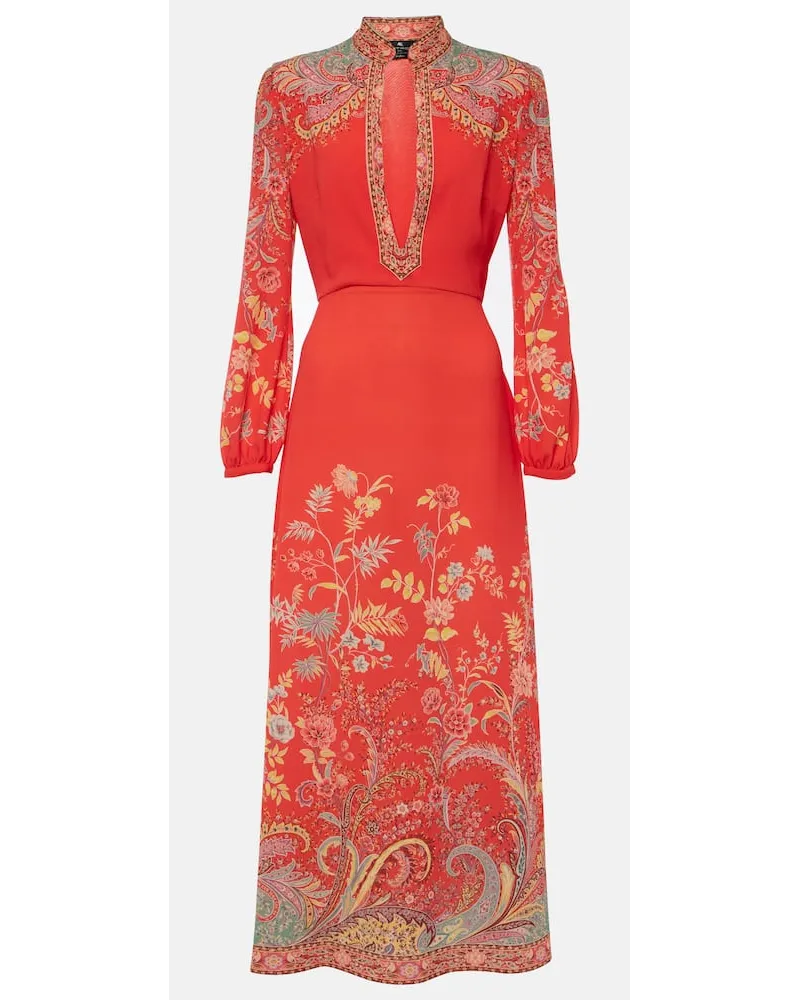 Etro Abito midi con stampa Rosso