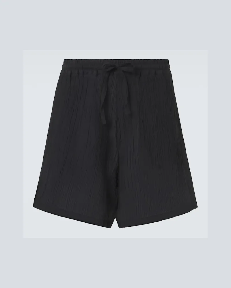 Umit Benan Shorts Julian in lino e cotone Nero