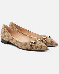 Gucci Ballerine in canvas GG Marrone