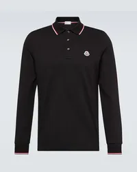 Moncler Polo in cotone con logo Nero