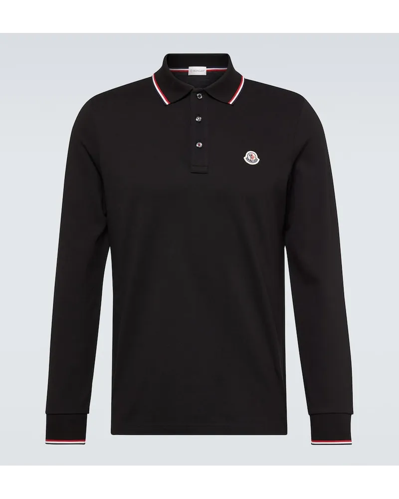 Moncler Polo in cotone con logo Nero