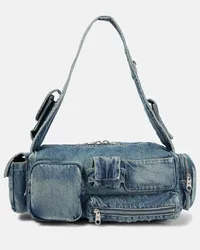 Balenciaga Borsa a spalla Superbusy Small in denim Blu