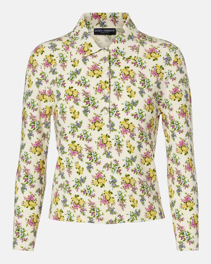Dolce & Gabbana Polo con stampa floreale Bianco