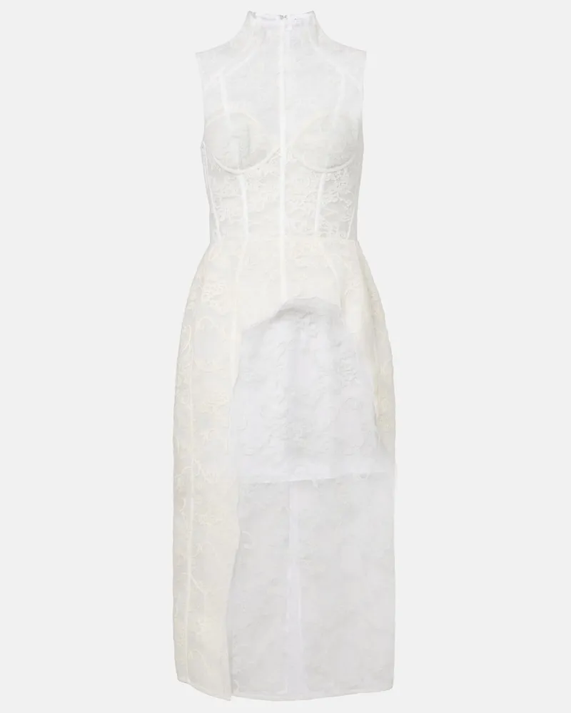 Acne Studios Abito bustier in pizzo floreale Bianco