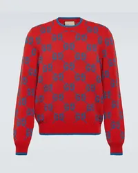 Gucci Pullover in misto cotone in jacquard GG Rosso