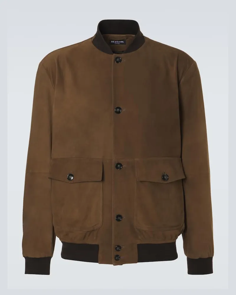 Kiton Bomber in suede Marrone