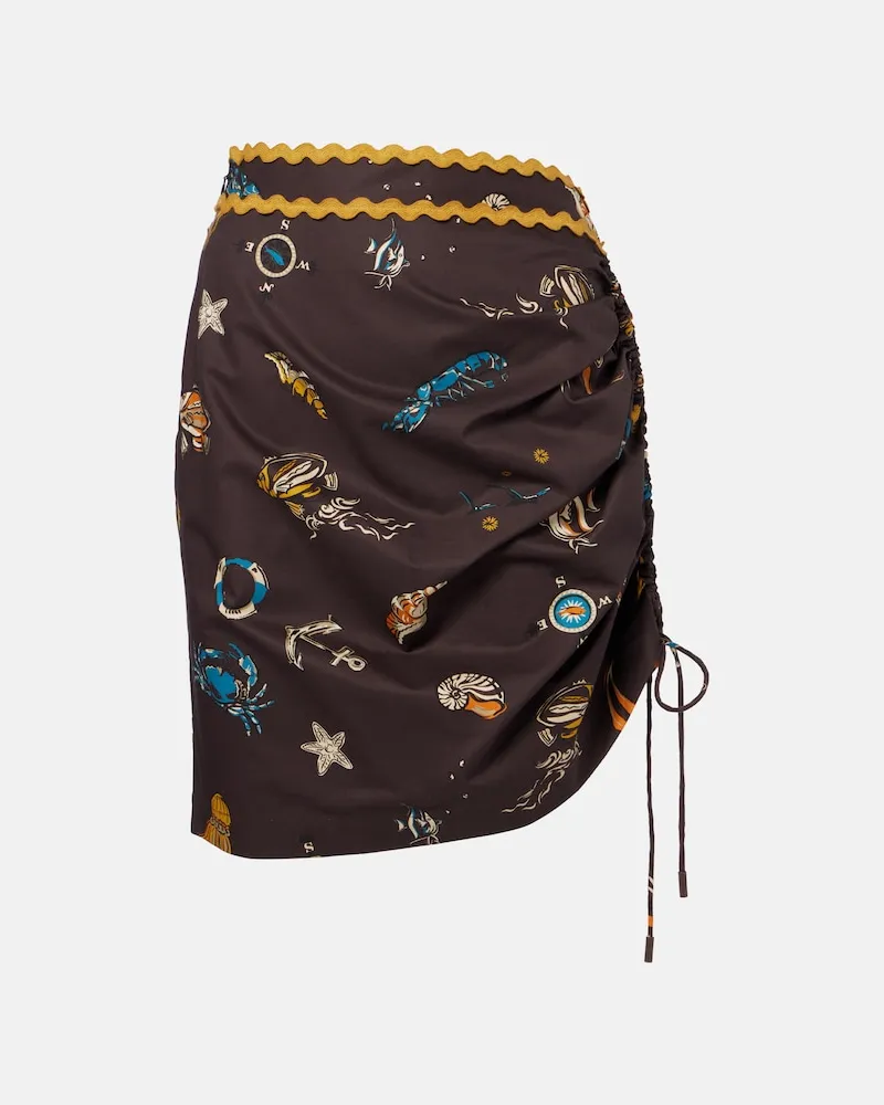 ALEMAIS AlÃ©mais Minigonna in cotone con stampa e arricciatura Marrone