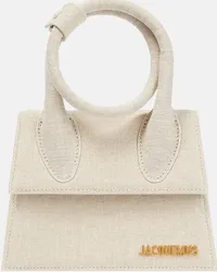 Jacquemus Borsa a spalla Le Chiquito Noeud in canvas Beige