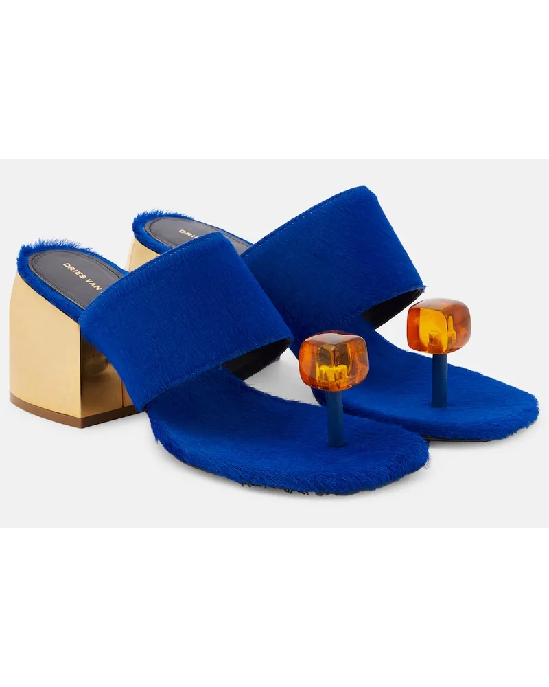 Dries van Noten Mules in cavallino con decorazione Multicolore