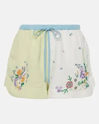 ALEMAIS Alémais Shorts Willa in lino con ricamo Multicolore