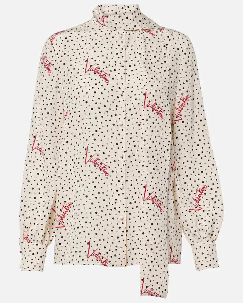 Valentino Garavani Camicia Plus De Pois in crêpe de chine Bianco