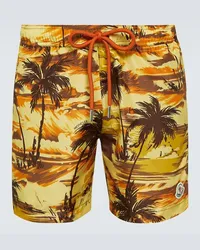 Moncler Shorts in tessuto tecnico con stampa Giallo