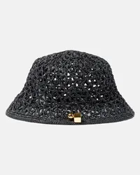 Jacquemus Cappello da pescatore Le Bob Spiaggia in rafia Nero