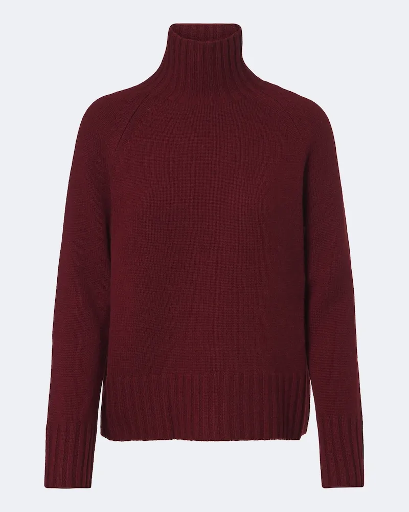 Max Mara Pullover in lana e cashmere a collo alto Borgogna