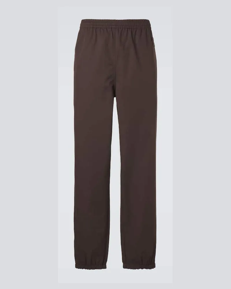 Miu Miu Pantaloni tapered in twill di cotone Marrone