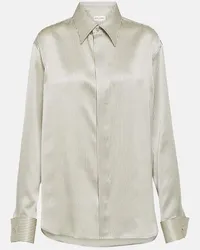 Saint Laurent Camicia in raso di seta a righe Multicolore