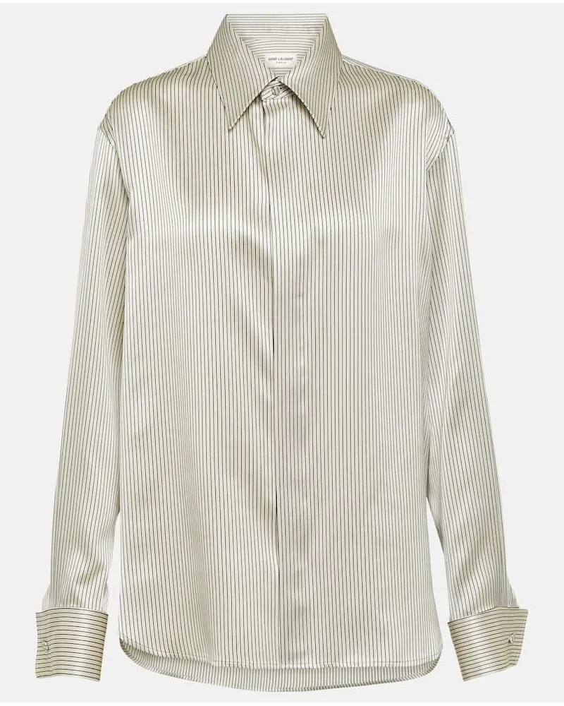 Saint Laurent Camicia in raso di seta a righe Multicolore