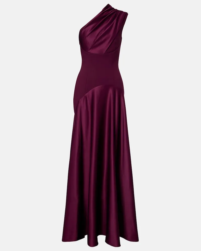 Solace London Abito lungo Gabriela in satin Borgogna