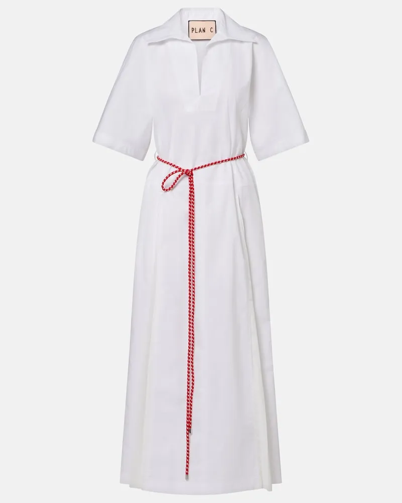 PLAN C Abito chemisier in misto cotone Bianco