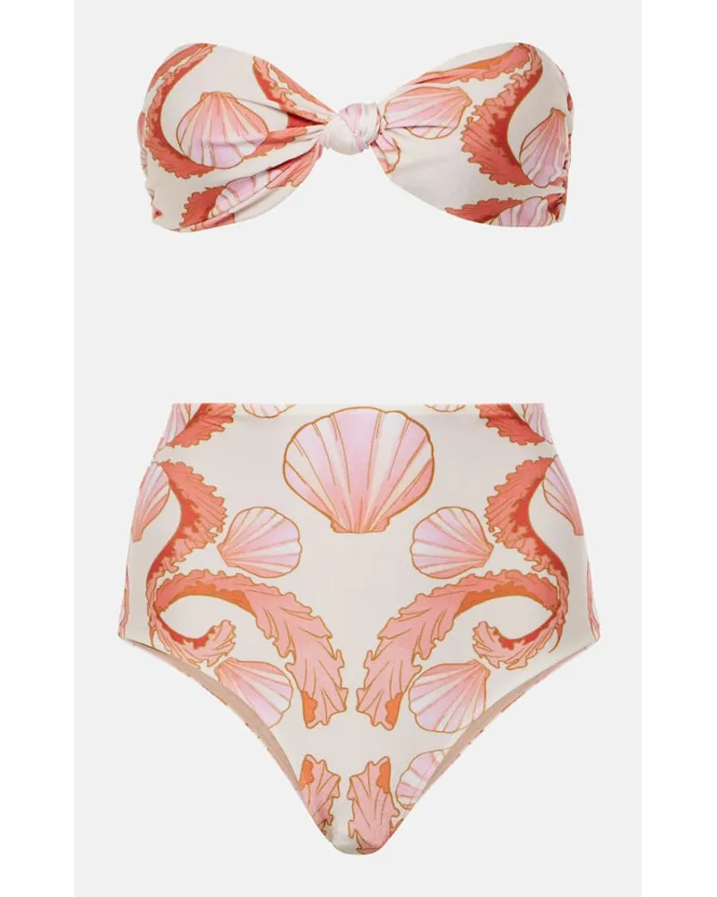 Adriana Degreas Bikini Seashell a vita alta Bianco
