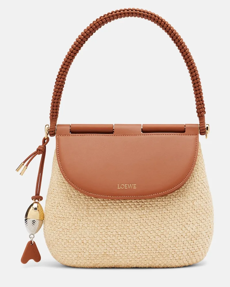 Loewe Paula's Ibiza â Borsa a spalla Pescador Medium in rafia Beige