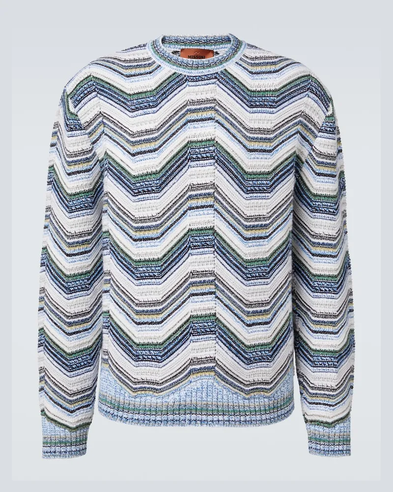 Missoni Pullover Wave in misto lana e cotone Blu
