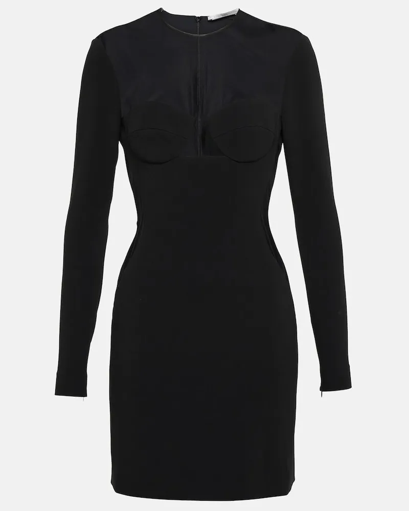 Stella McCartney Miniabito in crÃªpe con mesh Nero