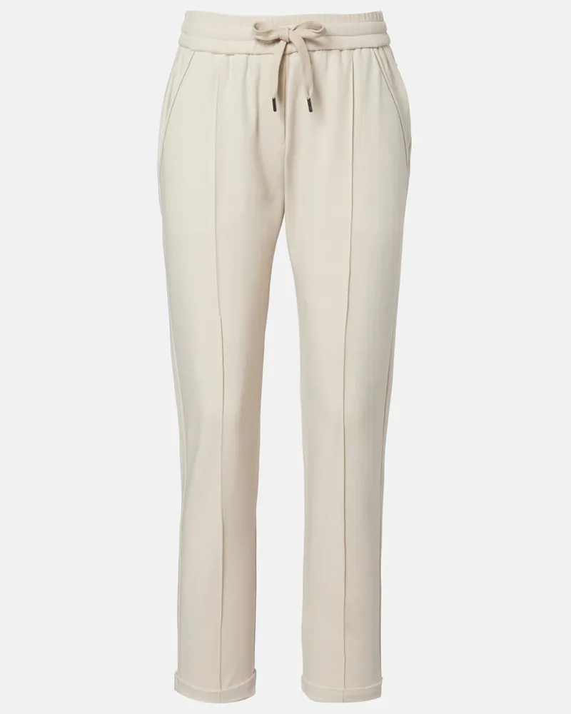 Brunello Cucinelli Pantaloni sportivi in cotone Beige