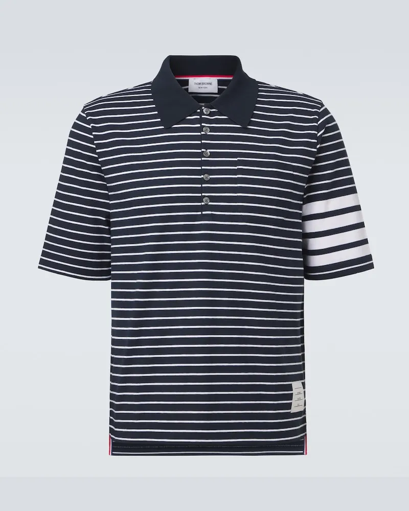 Thom Browne Polo 4-Bar in cotone a righe Blu
