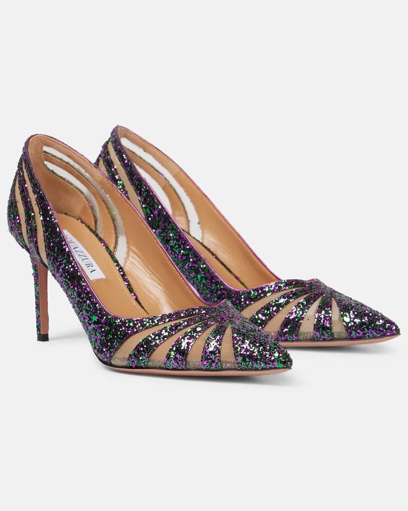 Aquazzura Pumps Spy 75 in mesh con glitter Multicolore