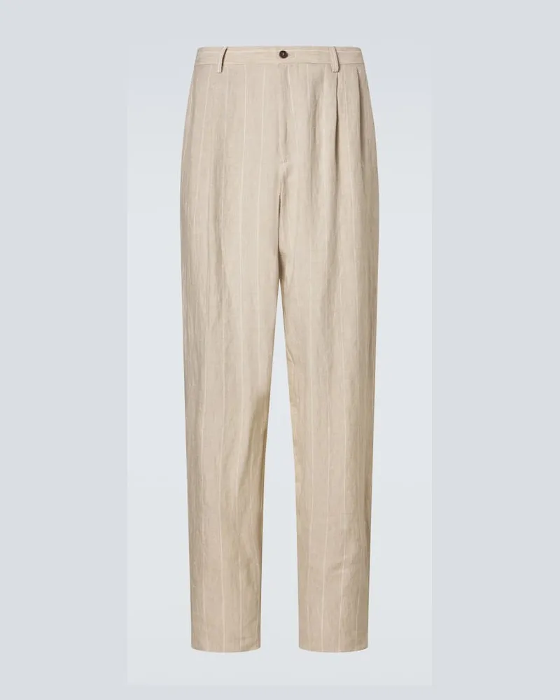 Giorgio Armani Pantaloni regular in lino Beige