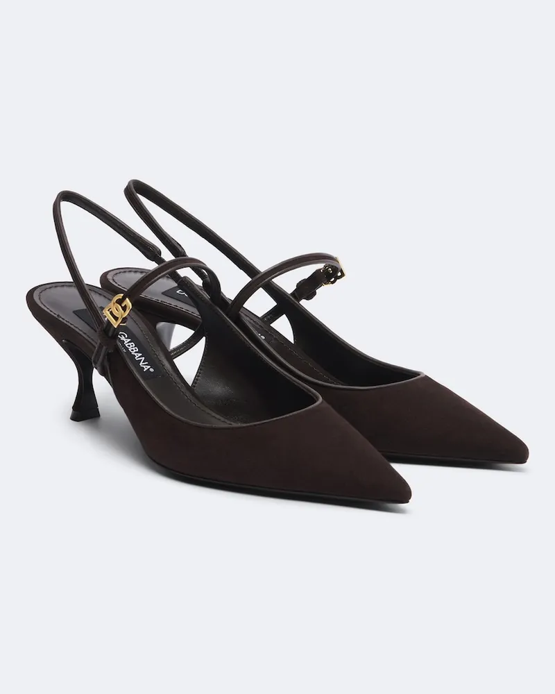 Dolce & Gabbana Pumps slingback DG in suede Marrone