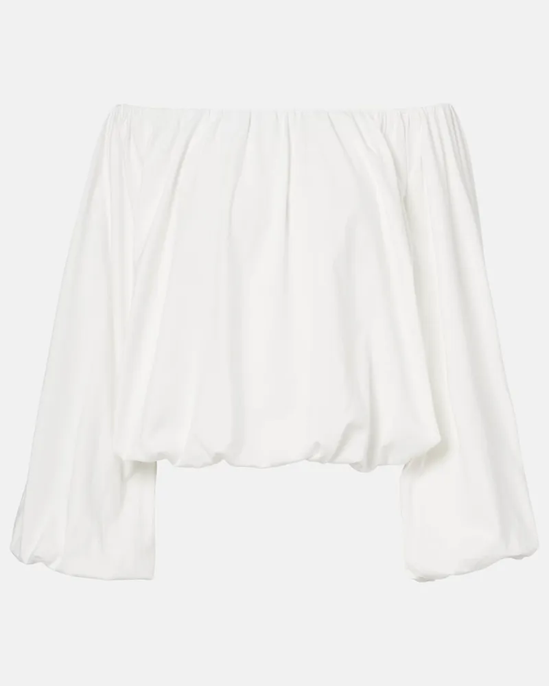 Dorothee Schumacher Top Soft Volume in cotone off-shoulders Bianco