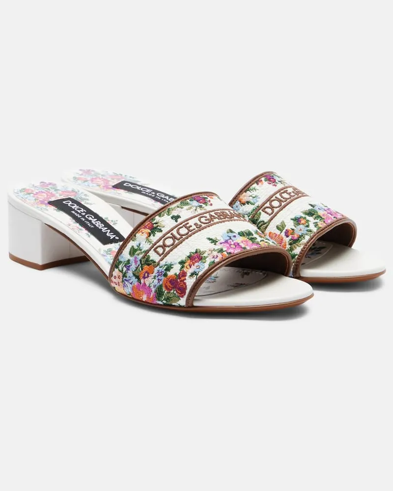 Dolce & Gabbana Sandali con pelle e stampa floreale Bianco
