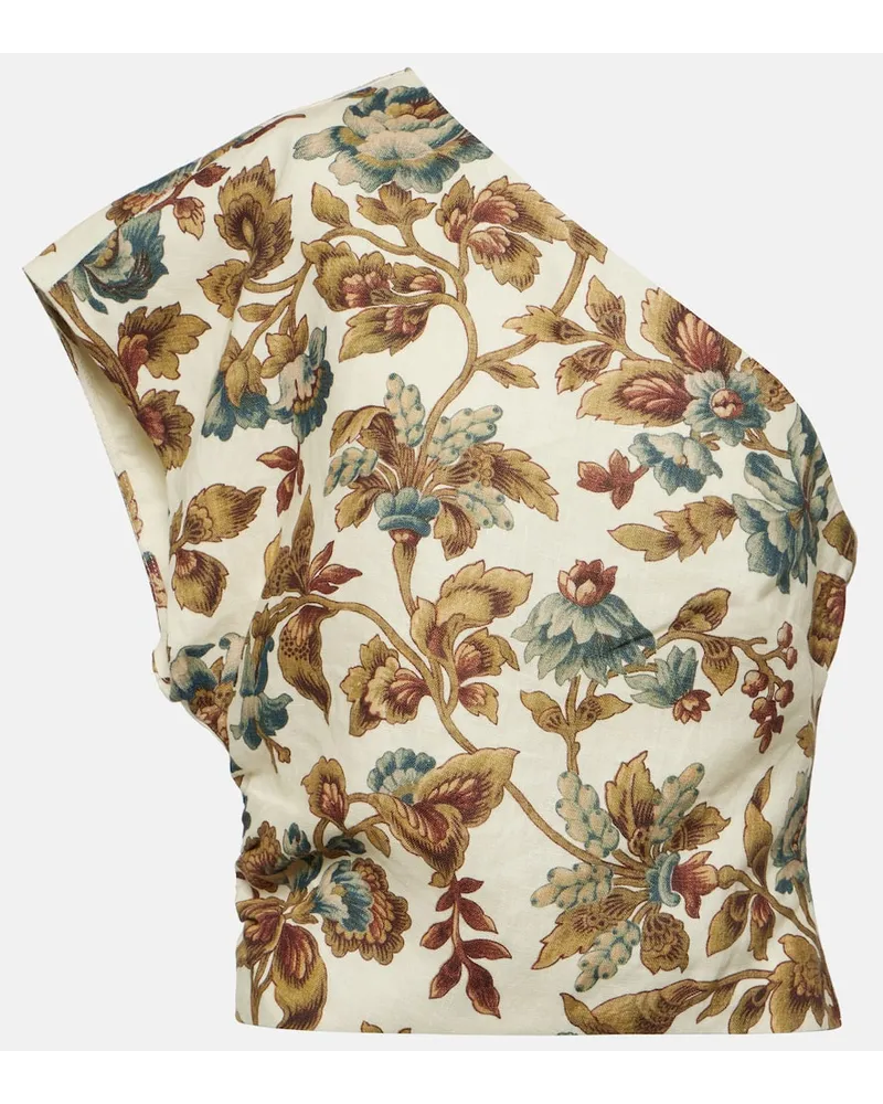 SIR Top cropped monospalla Eleanora in lino Multicolore