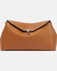 Totême Clutch T-Lock Small in pelle Marrone