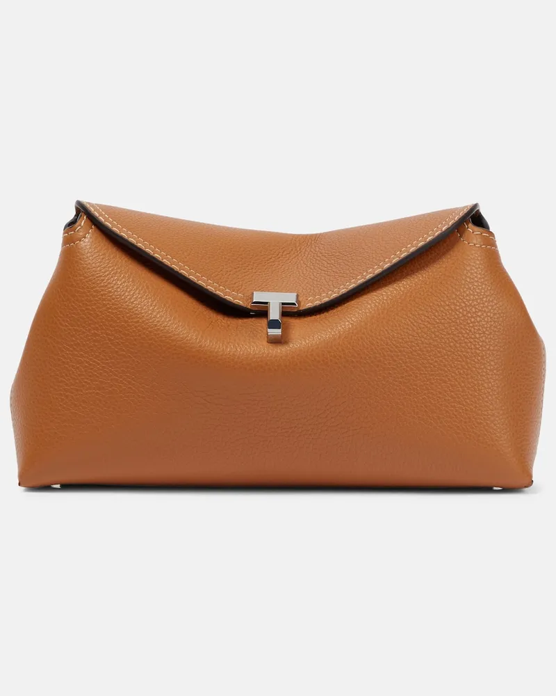 Totême Clutch T-Lock Small in pelle Marrone