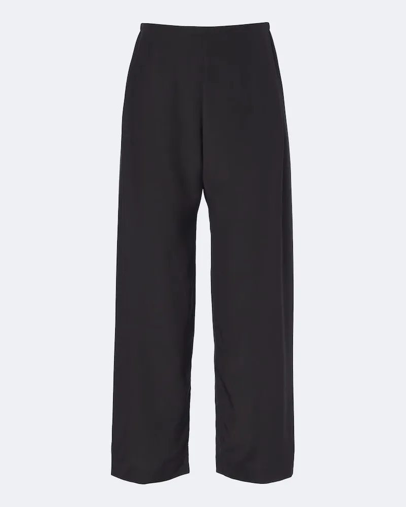 The Row Pantaloni Jaine a gamba larga in seta Nero