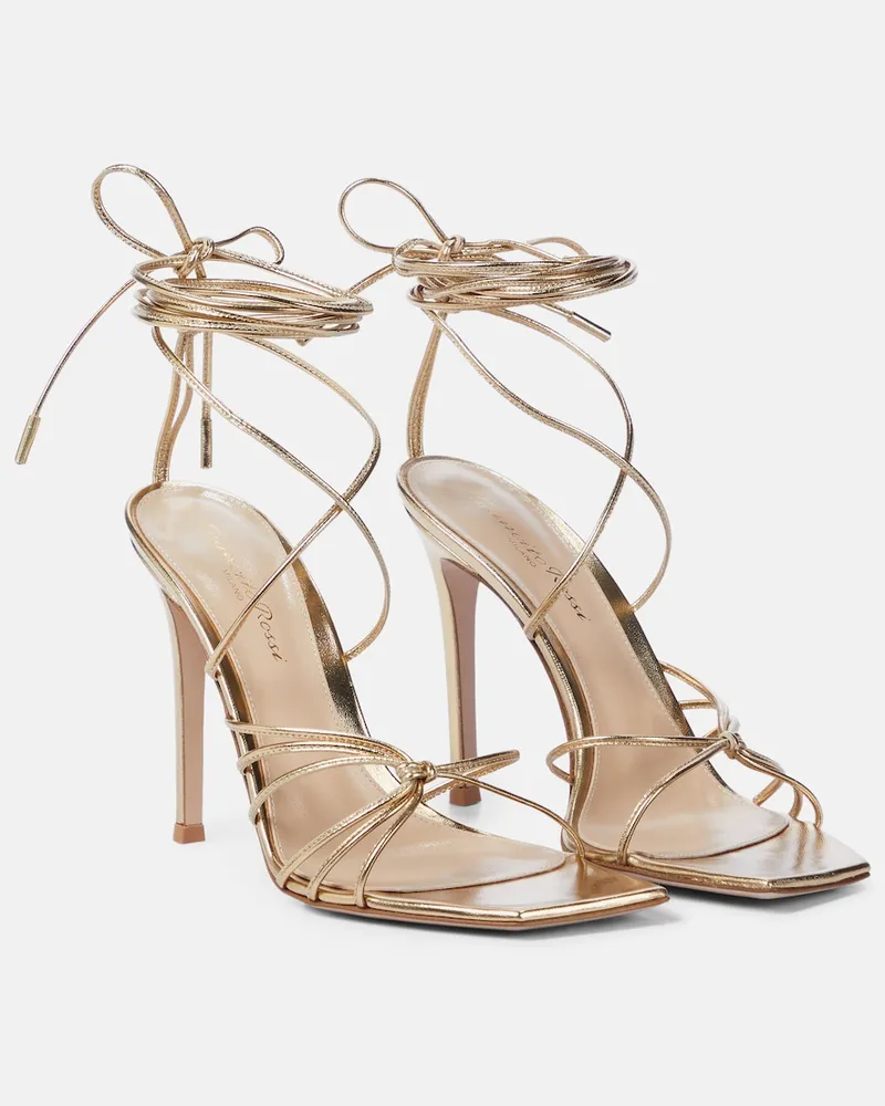 Gianvito Rossi Sandali in pelle metallizzata Oro