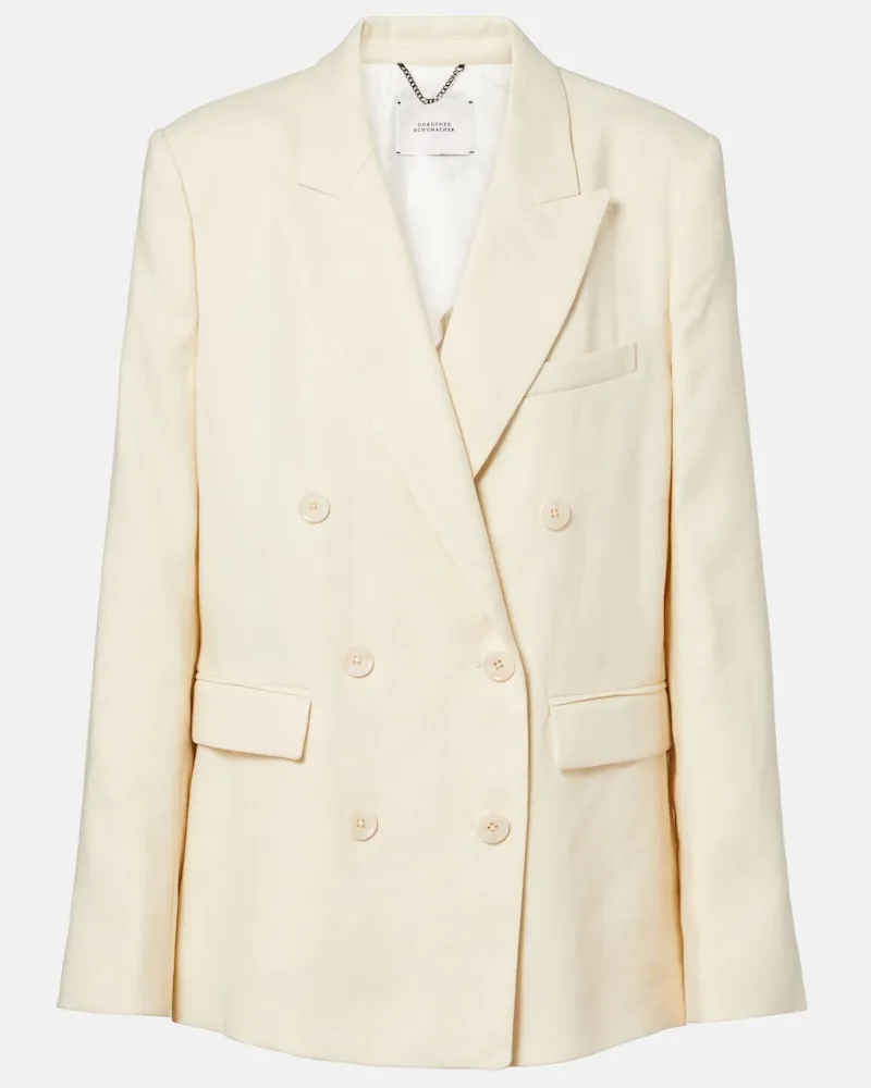 Dorothee Schumacher Blazer Casual Sophistication in lino e cotone Bianco